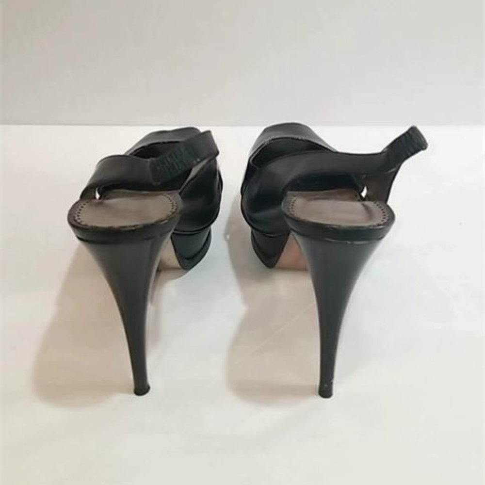 Bebe Platform Black Patent Leather Slingback Heels - image 5
